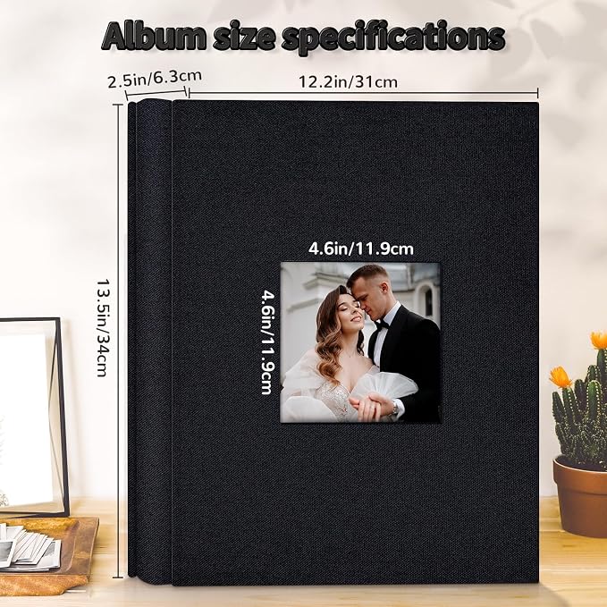 Artfeel Photo Album 4x6 with 600 Pockets,Slip-in Picture Albums,Linen Cover Memory Book with Front Window,White Page Vertical Photo Book for Wedding,Family,Anniversare,Baby,Vacation