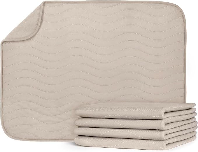 Ubbi Washable Underpads, Taupe, 4 Pack | Waterproof Reusable Heavy Absorbency Incontinence Pads for Kids, Adults, Elderly & Pets, Bedwetting Pad for Bed, Sofa & Floor