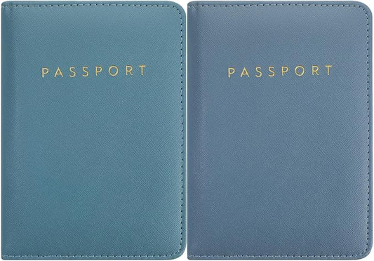 2 Pcs Passport Cover Holder for Travel Waterproof Leather Passport Wallet Case Book Travel Cruise Essentials for Women Men | 2 Pieces