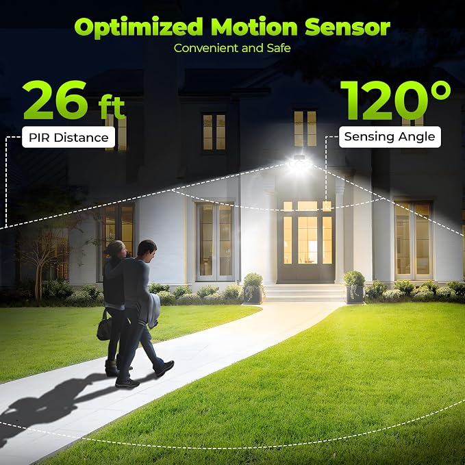 3 Modes 270° Solar Motion Sensor Outdoor Lights, 2 Pack | IP65 Waterproof LED Security Flood Light, with Remote Control, Solar Powered Outside Wall Light, for Garden Yard Garage Patio