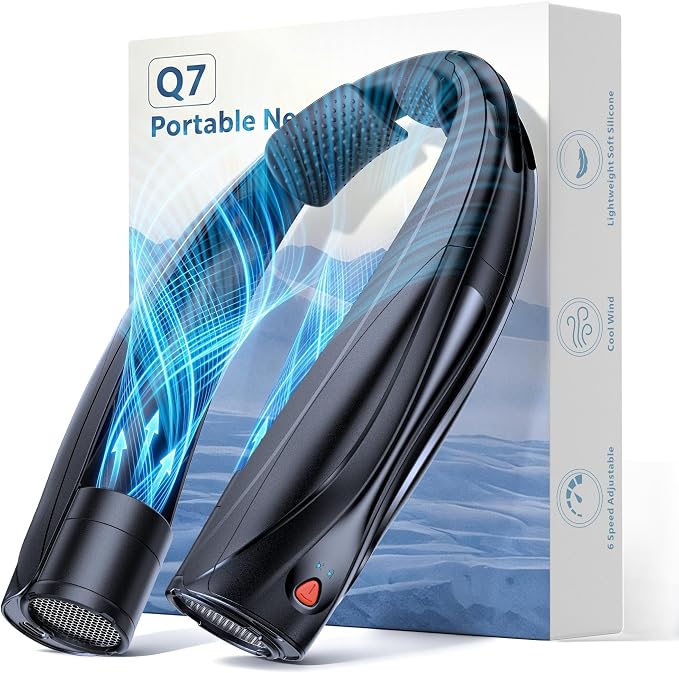 Portable Neck Fan, 6000mAh Personal Fan, 360° Cooling Rechargeable Wearable Fan, 6 Speeds Adjustable Hands-Free Fans for Travel, Outdoor, Office, Ideal Summer Gifts
