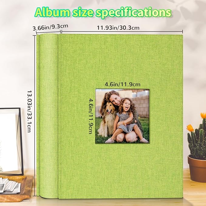 Artfeel Photo Album 4x6 with 1000 Pockets,Slip-in Picture Albums,Linen Cover Memory Book with Front Window,White Page Vertical Photo Book for Wedding,Family,Anniversare,Baby,Vacation