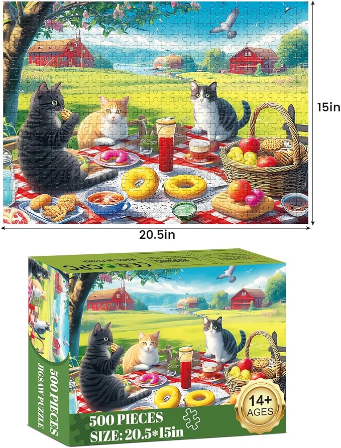 Jigsaw Puzzles 500 Pieces for Adults, Adult Puzzles Cat Puzzle Games | Jigsaw Puzzles 500 Pieces for Adults, Adult Puzzles Cat Puzzle Games