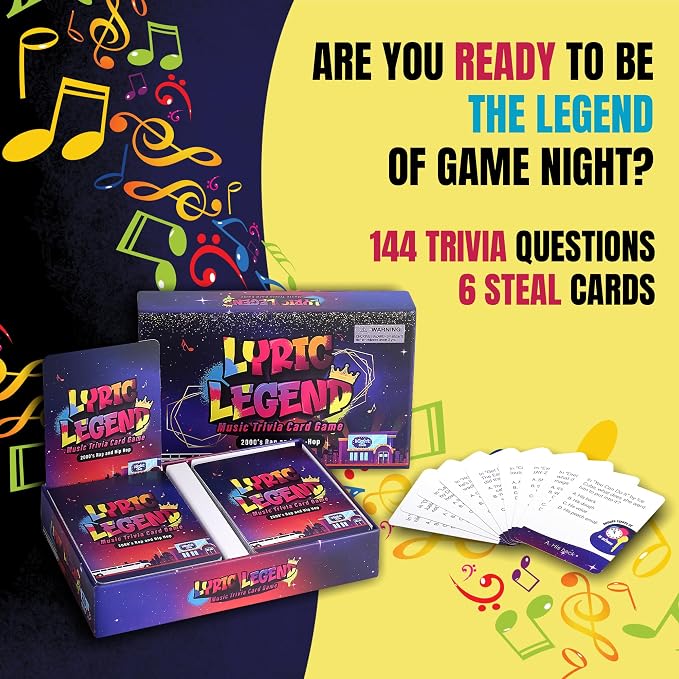Lyric Legend 2000s Hip-Hop and Rap Music Trivia Game - Adult Games for Game Night - Good for Groups – Finish The Lyrics Party Game - Multiple Choice, Listen While You Play with Included Playlist!