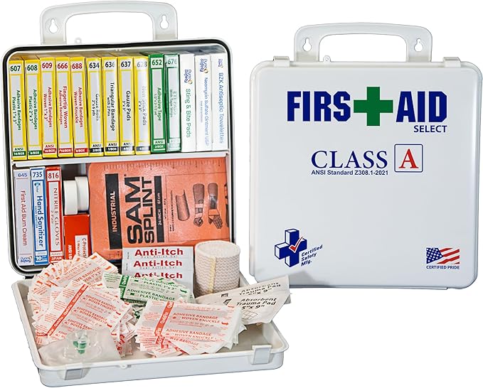 Certified Safety Mfg Class A 21 Plus - 146pc USA-Made ANSI & OSHA Compliant First Aid Kit - Emergency Medical Supplies for Minor Injuries - First Aid Kits for Businesses, Homes, & More