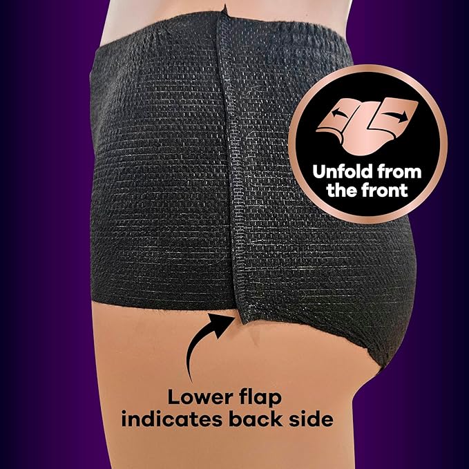 Always Discreet Boutique Incontinence and Postpartum Underwear for Women, Maximum Protection, Small/Medium, Black, 12 Count