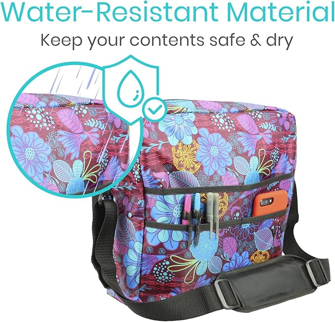Vive Wheelchair Bag - Machine Washable, Double-Stitched, Water-Resistant Accessory Backpack for Rollators, Wheel Chairs, Walkers - Pouch with XL Pockets & Straps for Quick Installation