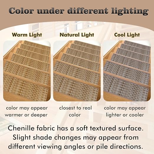 Non Slip Stair Treads for Wooden Steps, 1 Pack 30"x30" Washable Carpet | 30x30 in soft chenille polyester stair treads with reusable TPE backing for indoor wood stairs, dogs, kids, and seniors
