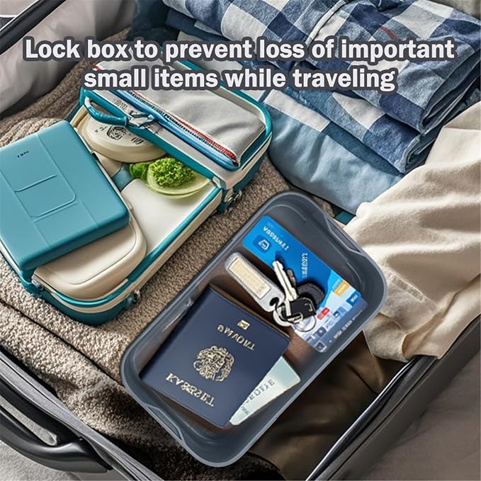 Small Locked Medicine Box, Medication Lock Box With Code, Lockable Storage Box With Combination Lock for Snacks, Pills, Phone, Fridge & Personal Items, Ideal for Home, Office, School，Gray