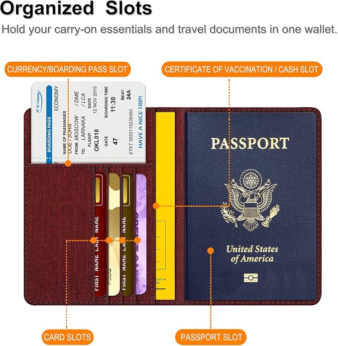 FINTIE Passport Holder, Slim Travel Wallet RFID Blocking Card Case Cover | Passport Cover Protector Essentials with Credit Card Slots, For Women/Men