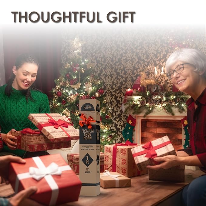 Velette Metal Shoe Horn Long Handle for Seniors - 15" Long Shoe Horns for Men, Women and Kids - Boot Horns, Shoehorn Long-Handle, Shoes Spoon, Stick Helper for Cowboy Boots, Sneakers, Dress Shoes