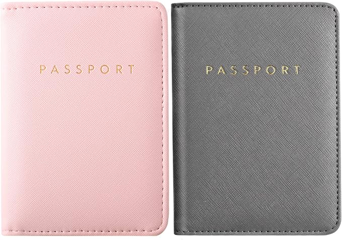2 Pcs Passport Cover Holder for Travel Waterproof Leather Passport Wallet Case Book Travel Cruise Essentials for Women Men | 2 Pieces
