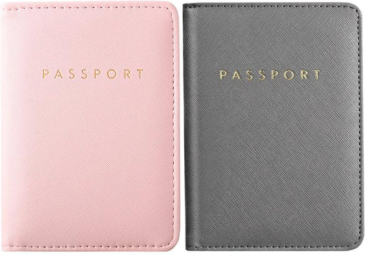 2 Pcs Passport Cover Holder for Travel Waterproof Leather Passport Wallet Case Book Travel Cruise Essentials for Women Men | 2 Pieces