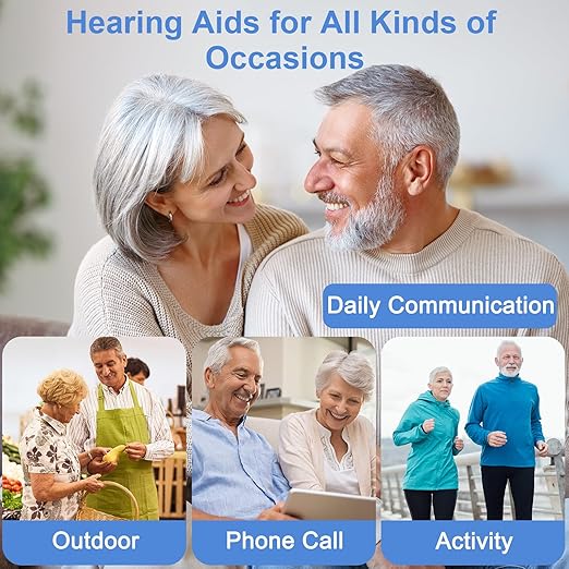 Hearing Aids for Seniors, Invisible Hearing Amplifiers with Noise Cancelling, Rechargeable Hearing Aids for Severe Hearing Loss Adults, Comfort In-ear Hearing Devices (white skin)