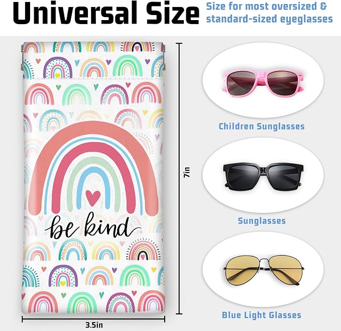 Soft Sunglasses Eyeglass Glasses Case,7x3.5inch Portable PU Leather Squeeze Top Holder Bag Pouch for Women Men