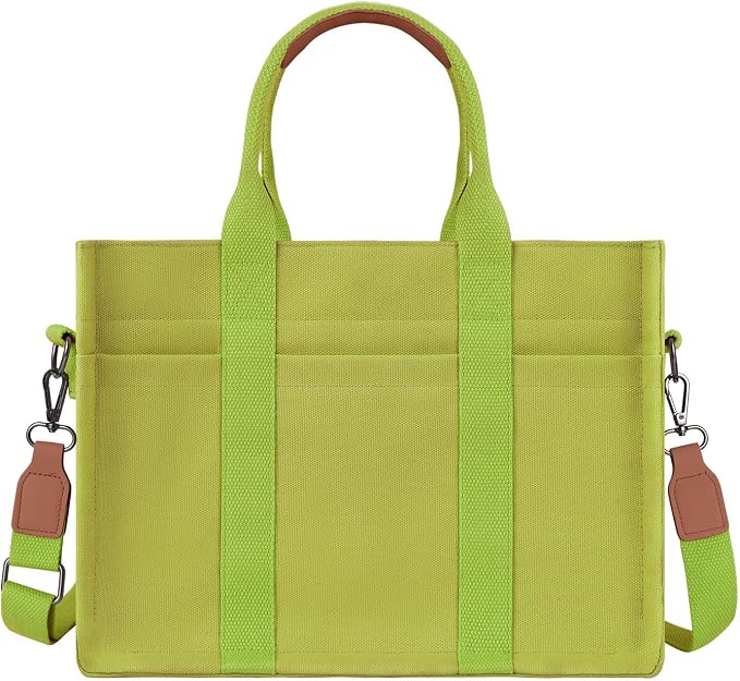 FIORETTO Canvas Tote Bag for Women with Zipper Closure & Individual Compartments for Work College for Teacher & Nurse