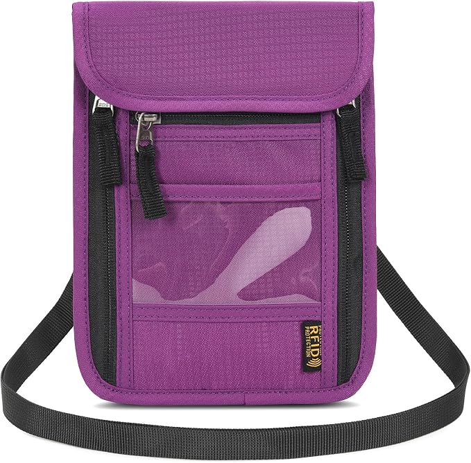 Neck Wallet Lightweight RFID Blocking Waterproof Travel Pouch Passport Wallets for Women Men