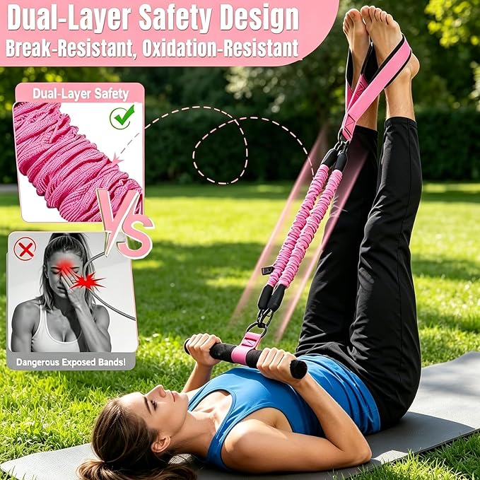 Upgraded Pedal Resistance Band with Handle, Thickened Latex Tubes and Soft Foam Fabric Foot Pedal, Abdomen, Waist,Core/ABS, Arm, Leg,Arms Equipment Gift for Women,Physical Therapy