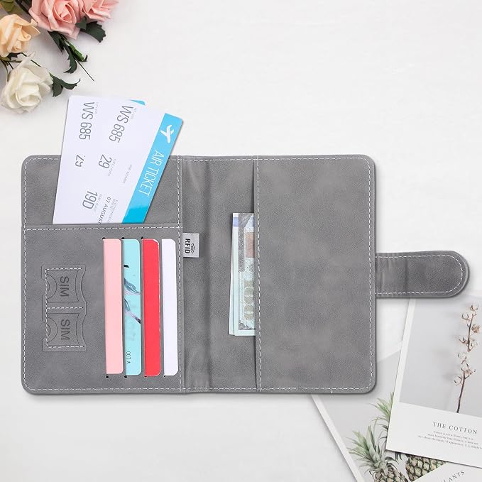 8 Pack Passport Holder for Travel, Passport Wallet Cover Case Waterproof RFID Blocking Passports Holders with Pen Holder Travel Must Haves Accessories, Passports Book Holders for Women and Men