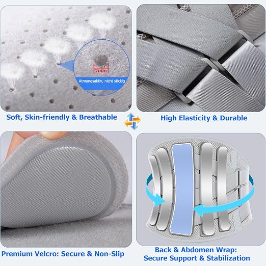 TESETON Back Brace for Lower Back Pain Men Women,Lumbar Support Belt with 3-Layer Adjustable Straps,Breathable Mesh for Herniated Disc,Sciatica,Scoliosis WT05-M