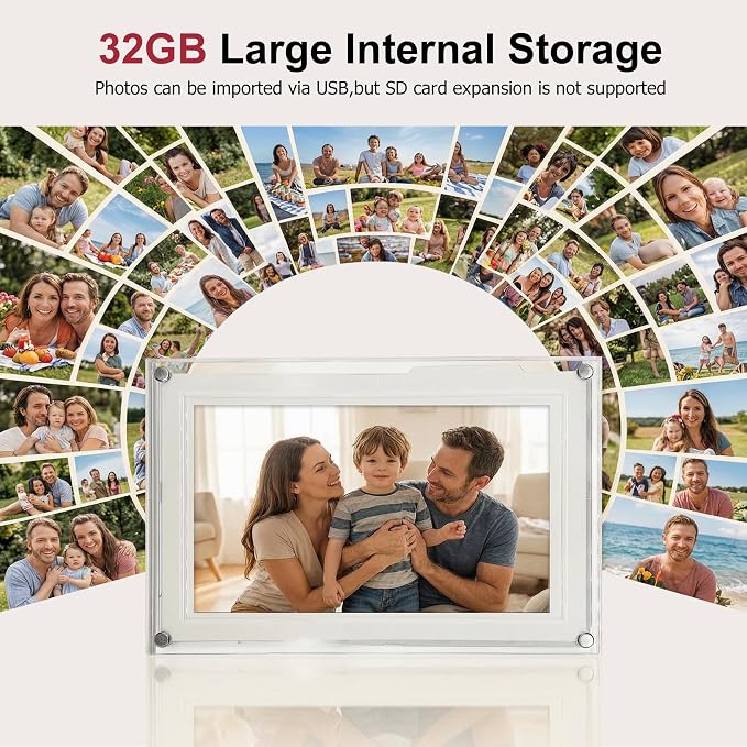 Frameo 10.1 Inch WiFi Digital Picture Frame with IPS Touch Screen HD Display, 32GB WiFi Smart Photo Frame, Share Moments Instantly via Frameo App from Anywhere, Gifts for Parents and Grandparents