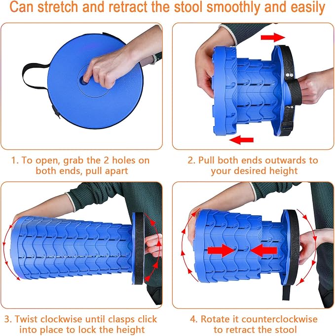 Upgraded Folding Stool Lightweight Yet More Sturdy with Load Capacity 400lbs Portable Collapsible Stool for Camping Fishing Hiking BBQ (All Blue)
