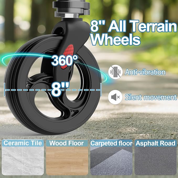 HOMLAND 3 Wheel Walkers for Seniors, Foldable Wheeled Rollator with Cane Hold and Cup Hold, Lightweight Three Wheel Rolling Walker Height Adjustable for Seniors