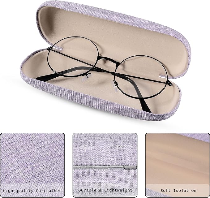 Frienda 2 Set Eyeglass Case Kit Hard Shell Fabric Dusty Colors Eyeglass Case with Storage Bag Glasses Chain Cleaning Cloth