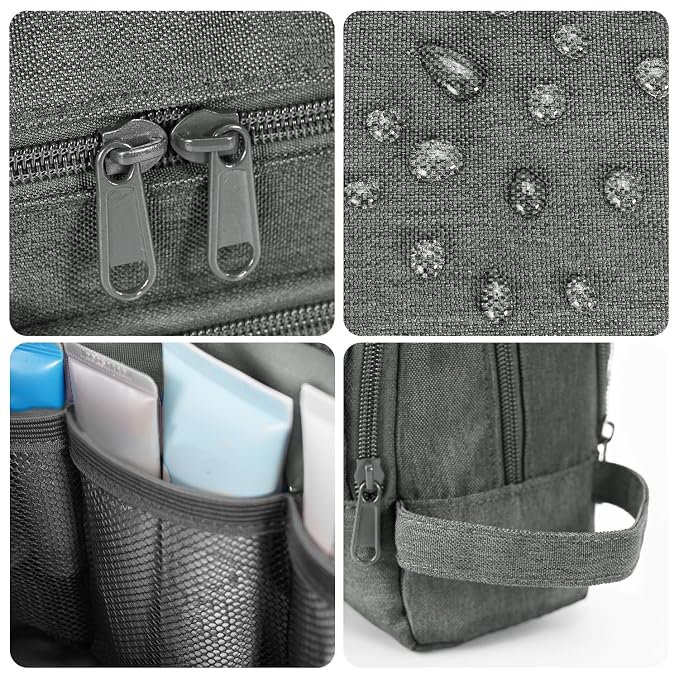 WANDF Travel Toiletry Bag for Men, Small Dopp Kit for Toiletries | Water-Resistant Fabric, Travel Bag for Toiletries, Compact Storage, Shaving Accessories, Weekend Trips