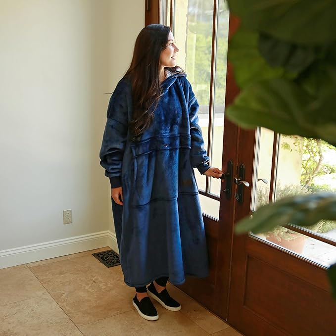 Catalonia Oversized Blanket Hoodie Sweatshirt, Wearable Sherpa Lounging Pullover for Adults Women Men