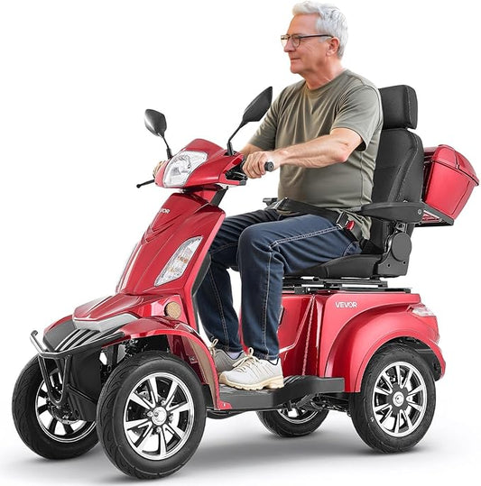 VEVOR Heavy Duty 4-Wheel Mobility Scooter, Powerful 1000W Brushless Motor, 500 lbs Capacity, 21.5 Miles Long Range, All Terrain Mobility Scooter with Lockable Trunk for Seniors & Adults