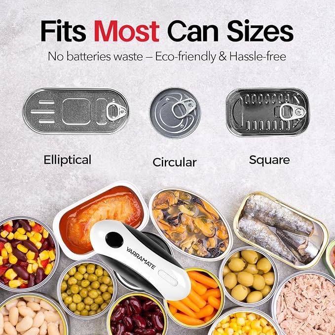 YARRAMATE Rechargeable Electric Can Opener, USB-C Smooth Edge Cutter | USB-C Automatic Can Opener, Fits for Most Cans, Friendly for Seniors, Includes Storage Bag