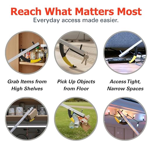 Sammons Preston Reacher, 32" Lightweight Grabber Reacher Tool with Super Strong Magnetic Tip, Ergonomic Grip & Claw Jaw, Portable Reaching Aid for Seniors, Daily Living & Home Use, Standard Silver