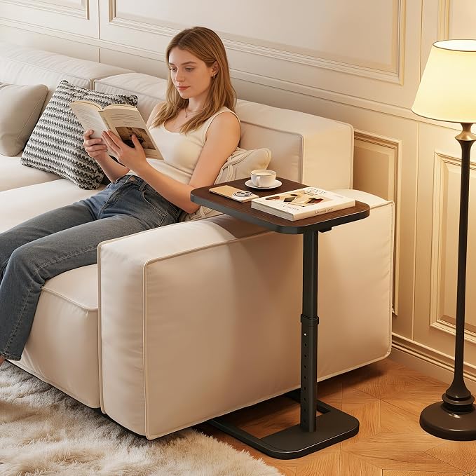 Adjustable Height TV Tray Table for Couch, Flip-Top Design | 19"-30" Height Range, 9-Position Lock System, Rounded Corners, Laptop Table, Snack Table, For Living Room & Bedroom