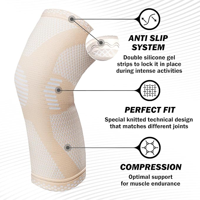 POWERLIX Leg Sleeve - Best Knee Brace for Leg Pain for Men & Women Knee Support for Running, Basketball, Volleyball, Weightlifting, Gym, Workout, Sports Please Check Sizing Chart
