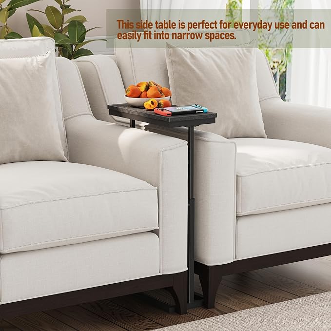 TUTOTAK End Table, Side Table, Tall Couch Table, Sofa Table, Set of 2 | for living Room, Bedroom, Black TB01BK0832