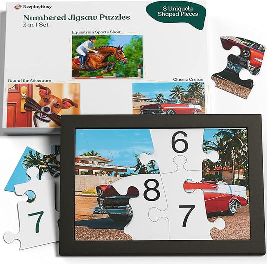 Keeping Busy Numbered 3 Pack Large Piece Puzzles for Seniors | Dementia Activities for Seniors Game Dementia Products for Elderly Alzheimers Activities (Numbered Puzzle)