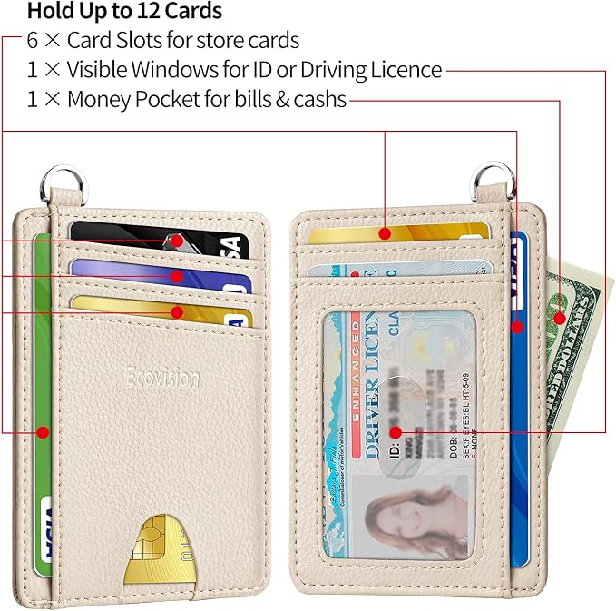 Slim Minimalist Front Pocket Wallet, RFID Blocking Credit Card Holder Wallet with Detachable D-Shackle for Men Women