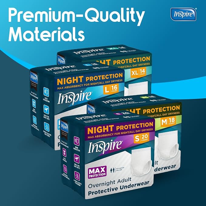 Inspire Adult Diapers Women or Men - MAX Absorbency | Our Most Absorbent and Dry, Incontinence Underwear for Women or Men | Leak Proof Diaper Overnight or Daytime for Heavy