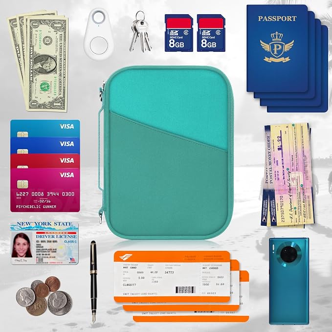 Family Passport Holder for Travel with RFID Blocking, Traveling Essentials Organizer Pouch Bag, Light Passport Wallet for Travel Must Haves Accessories for Women Men