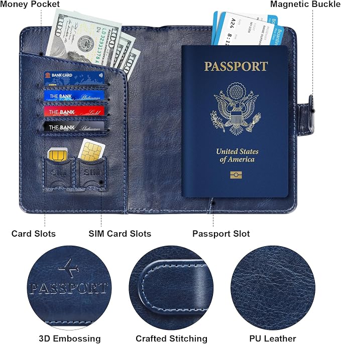 Passport Holder for Travel Essentials Wallet Cover Case Women Men Gift | Passport Holder for Travel Cruise Essentials, Passport Wallet Cover Case Women Men Travel Gifts