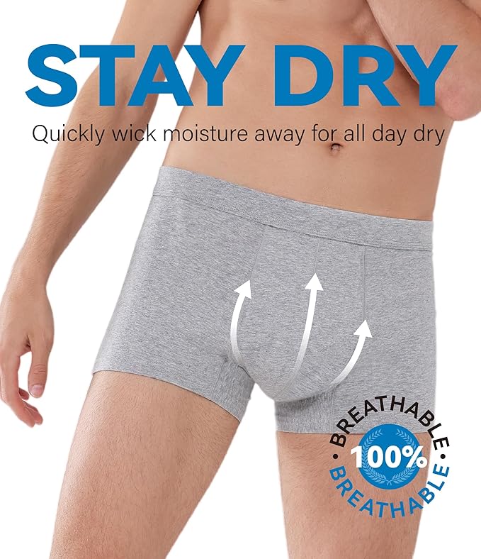 Mens Incontinence Underwear Washable Leak and Odor Protection 60ml Absorbency Covered Waistband Boxer Briefs 3 Pack (Black-Black-Gray, L)