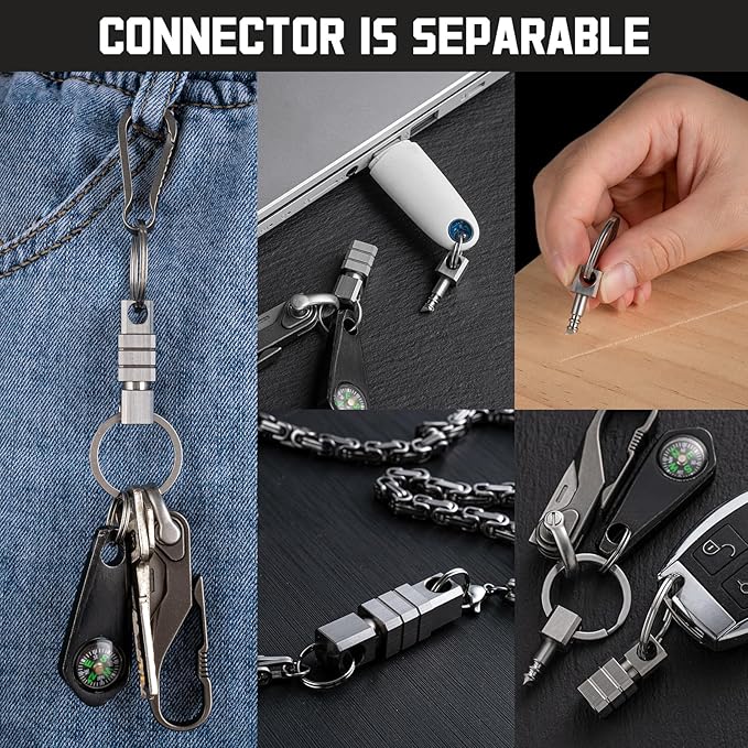 TISUR Titanium Quick Release Keychain,Detachable Pull Apart Key Chain Rings