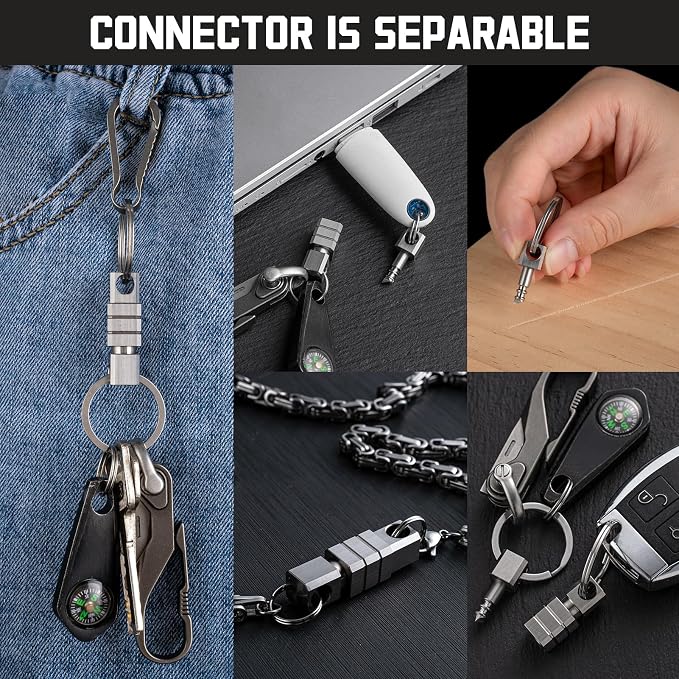 TISUR Titanium Quick Release Keychain,Detachable Pull Apart Key Chain Rings