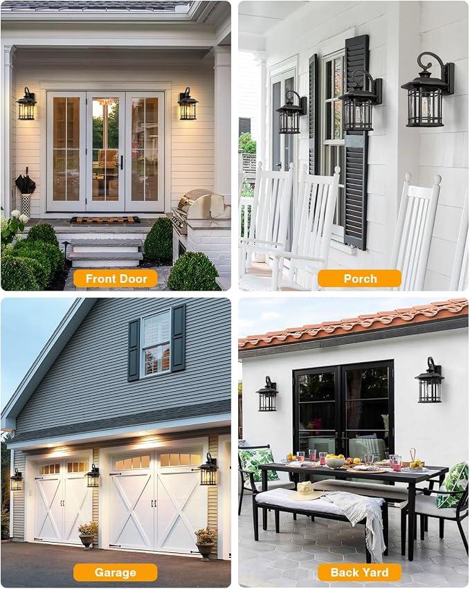 VIANIS 16.7 in Large Oil Rubbed Bronze Porch Lights Outdoor, Dusk to Dawn Outdoor Lights for House, Waterproof Outside Wall Light Fixtures for House, Garden, Garage, Entryway, Anti-Rust