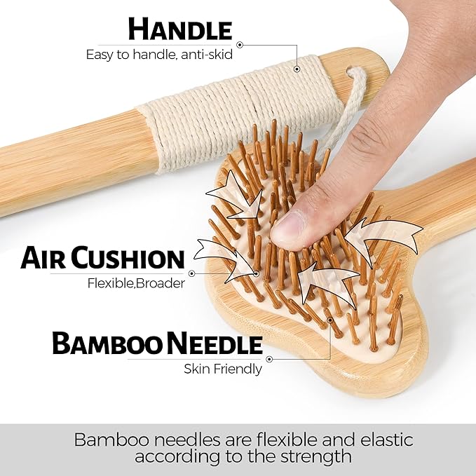 Oversized Back Scratcher, Extended Bamboo Scratcher, 22.04" Long Curved Handle; Wider Head; More Larger Scratching Surface, Adults Body Instant Scratcher Christmas Gift for Women and Men.