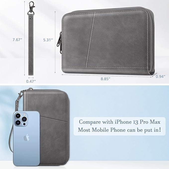FINTIE Family Passport Holder Wallet Travel Document Organizer Clutch Bag | RFID Blocking Credit Cards Case Cover for Women Men