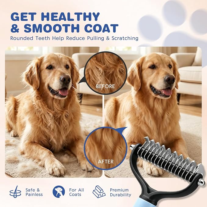 2PCS Pet Pro Grooming Dual-Sided Pet Pro Grooming Tool, Cat Brush Rake and Long Haired Dog Brushes, Pets Knotter Dogs and Cats for Grooming Hair Pets Tools