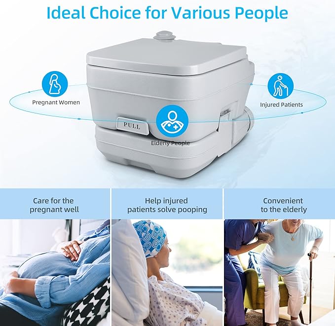 YITAHOME 2.6 Gallon Portable Toilet for Camping, RV Travel Potty with Press Flush Pump, Anti-leak Seal Ring for Travel, Boating, Hiking, Trips