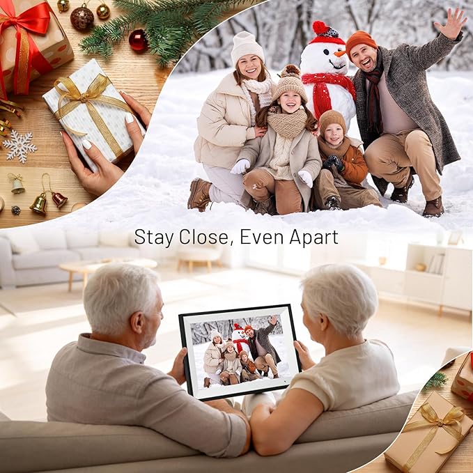 AEEZO Digital Picture Frame, 10.1 Inch Digital Photo Frame with 1280 * 800 HD IPS Touch Screen, Smart Digital Frame Built-in 32GB Memory, Auto-Rotate Easy Setup via AiMOR APP(Black)